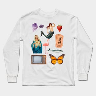 Random collage of vintage images Long Sleeve T-Shirt